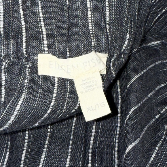 Eileen Fisher Organic Linen Crop Ankle Wide Leg Pants Women's XL Beach Strips - Picture 12 of 15